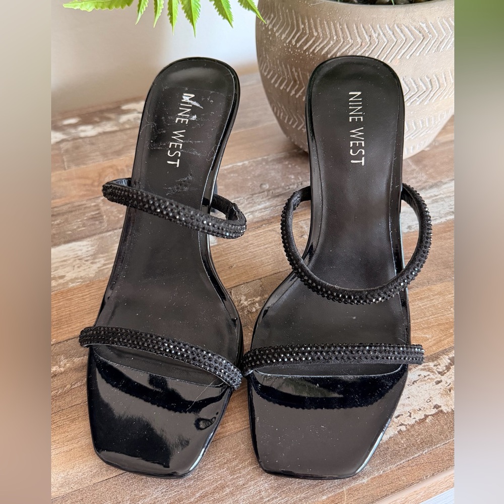 Nine West Black Strappy Heels